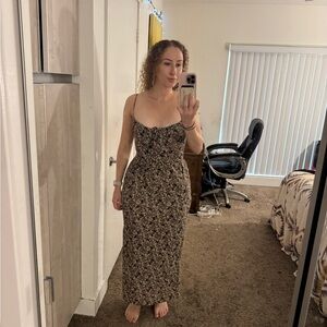 AUW Black Floral Maxi Dress